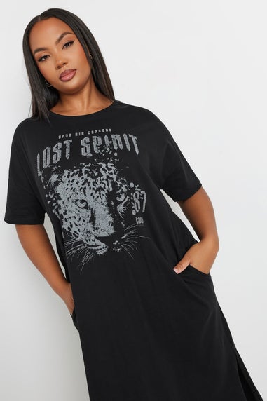 Yours Curve Black 'Lost Spirit' Stud Midaxi Dress