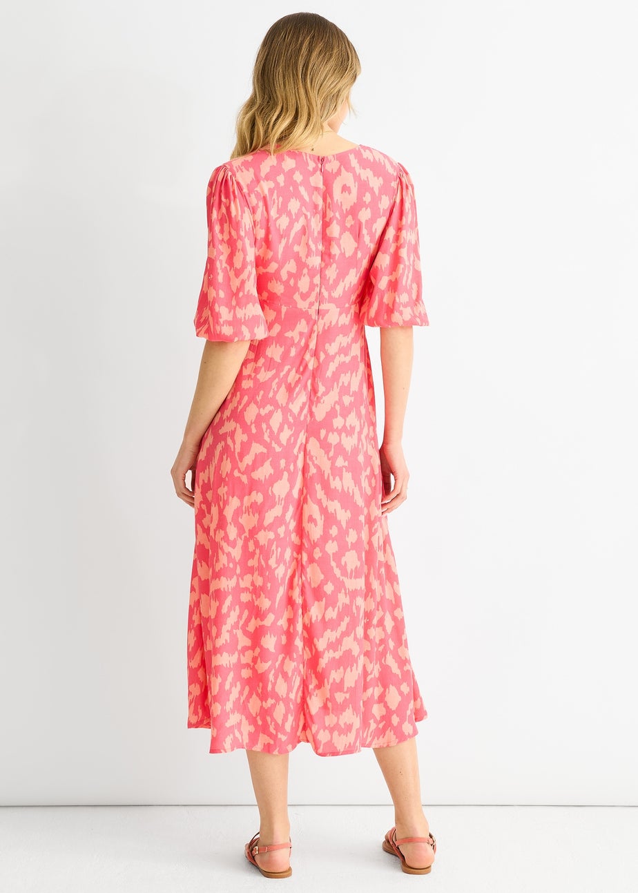 Gini London Pink Animal Print Viscose Midi Dress