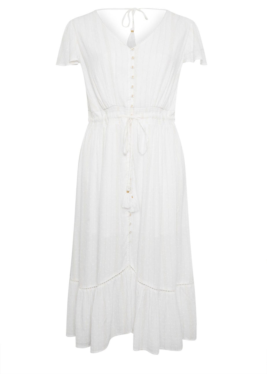 Yours Curve White Dobby Tie Front Maxi Dress