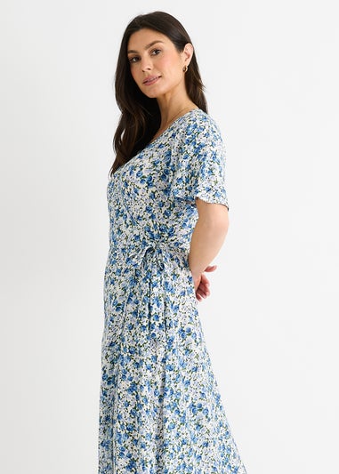 Gini London Blue Floral Wrap Midi Dress