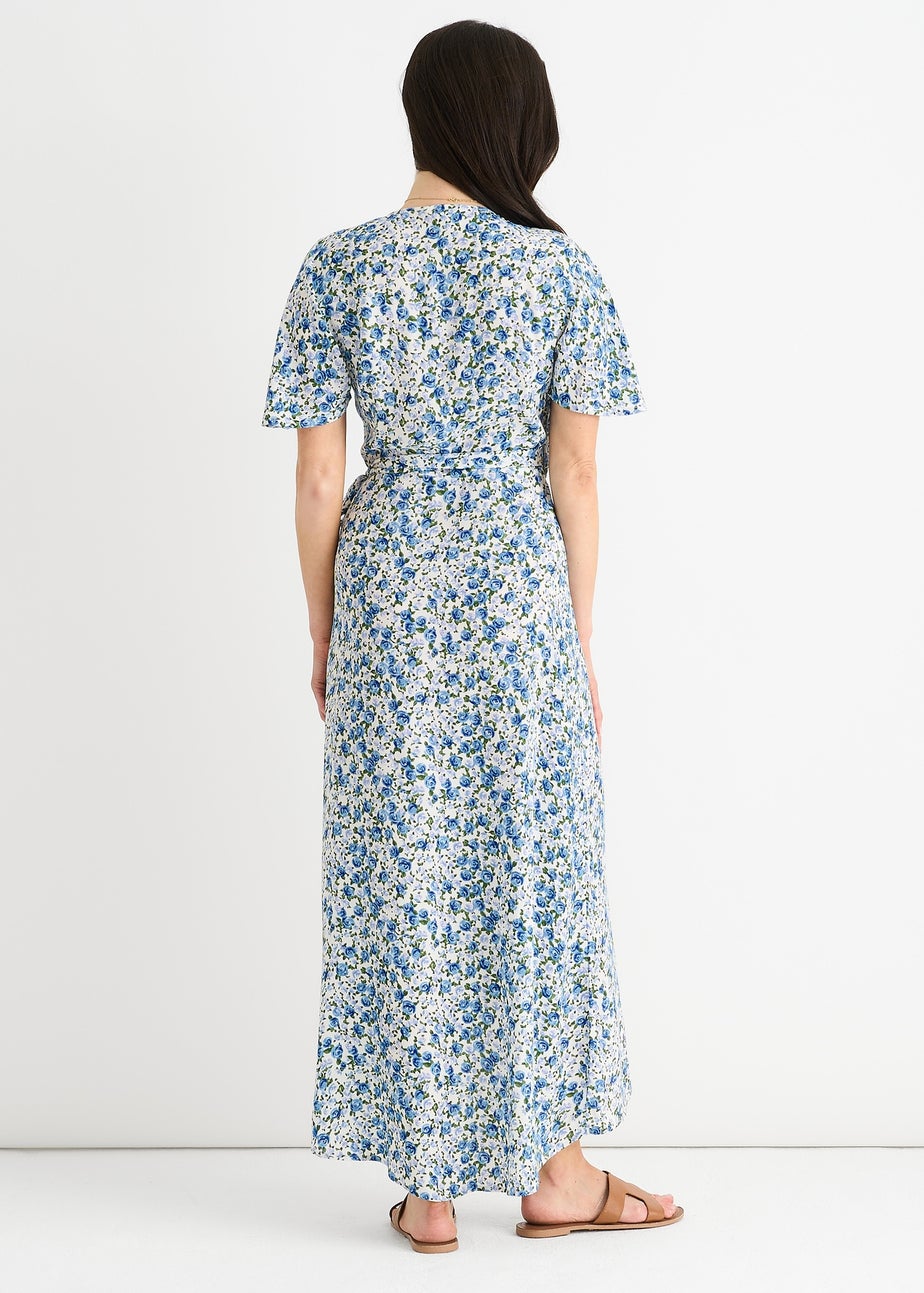 Gini London Blue Floral Wrap Midi Dress