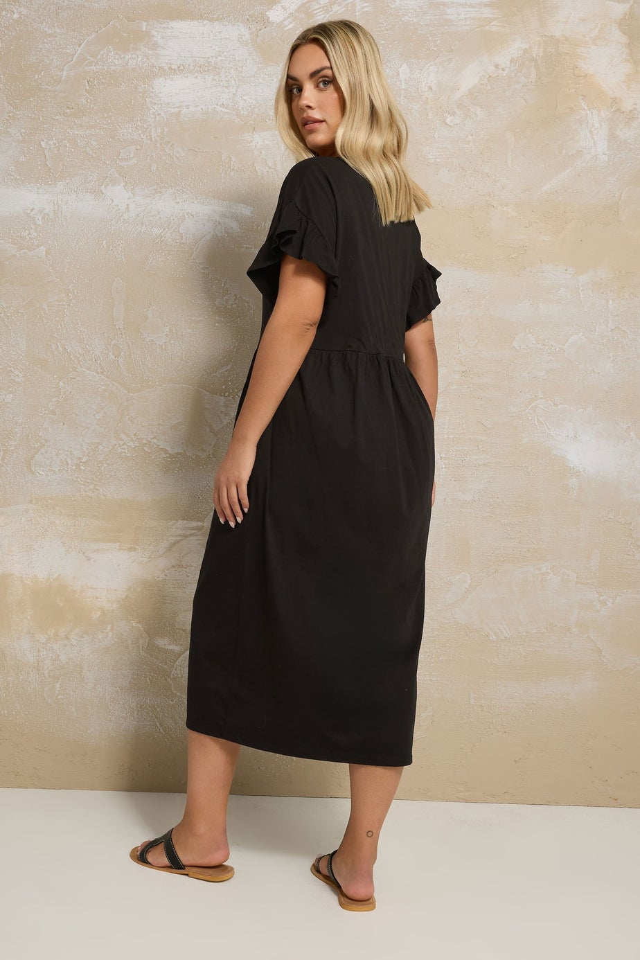 Yours Curve Black Peplum Midaxi Dress