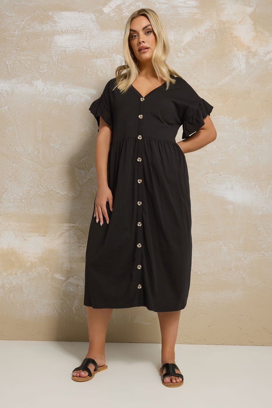 Yours Curve Black Peplum Midaxi Dress