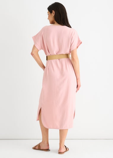 Gini London Blush Pink Air Flow Belted Oversized Dress