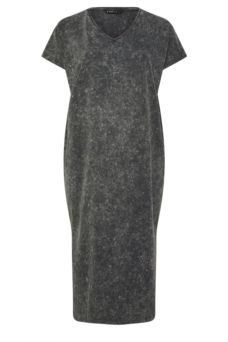 Yours Curve Grey Acid Wash Heavyweight Throw On Dress