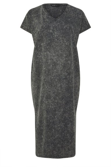 Yours Curve Grey Acid Wash Heavyweight Throw On Dress