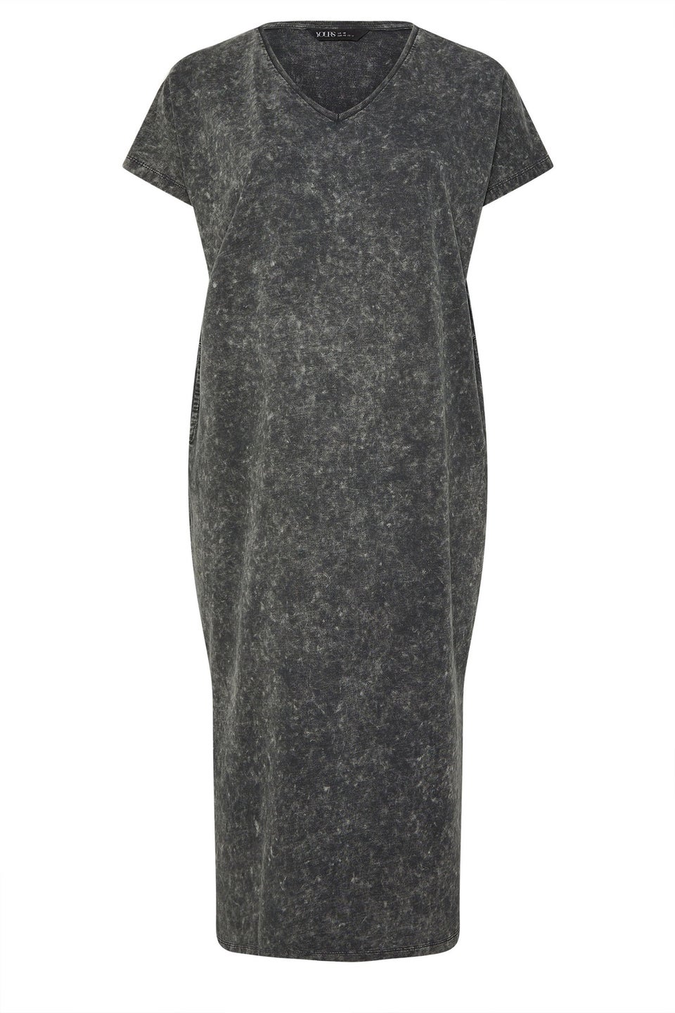 Yours Curve Grey Acid Wash Heavyweight Throw On Dress