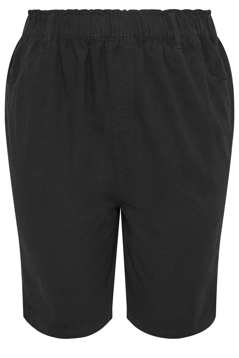 Yours Curve Black Elasticated Cool Cotton Shorts