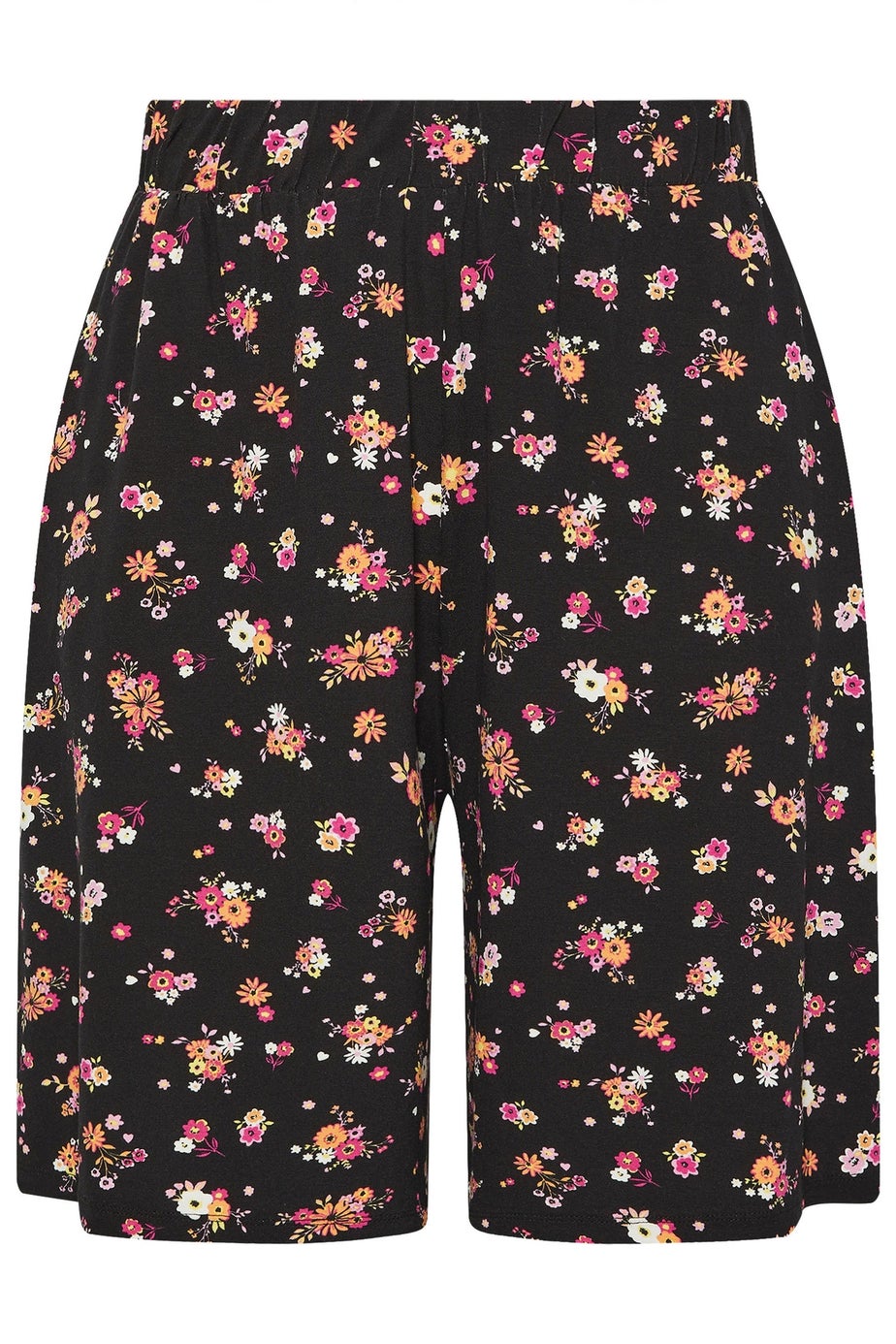 Yours Curve Black Floral Print Jersey Shorts
