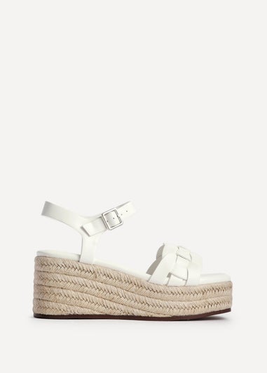 Linzi Grazia White Faux Leather Plaited Platform Wedge