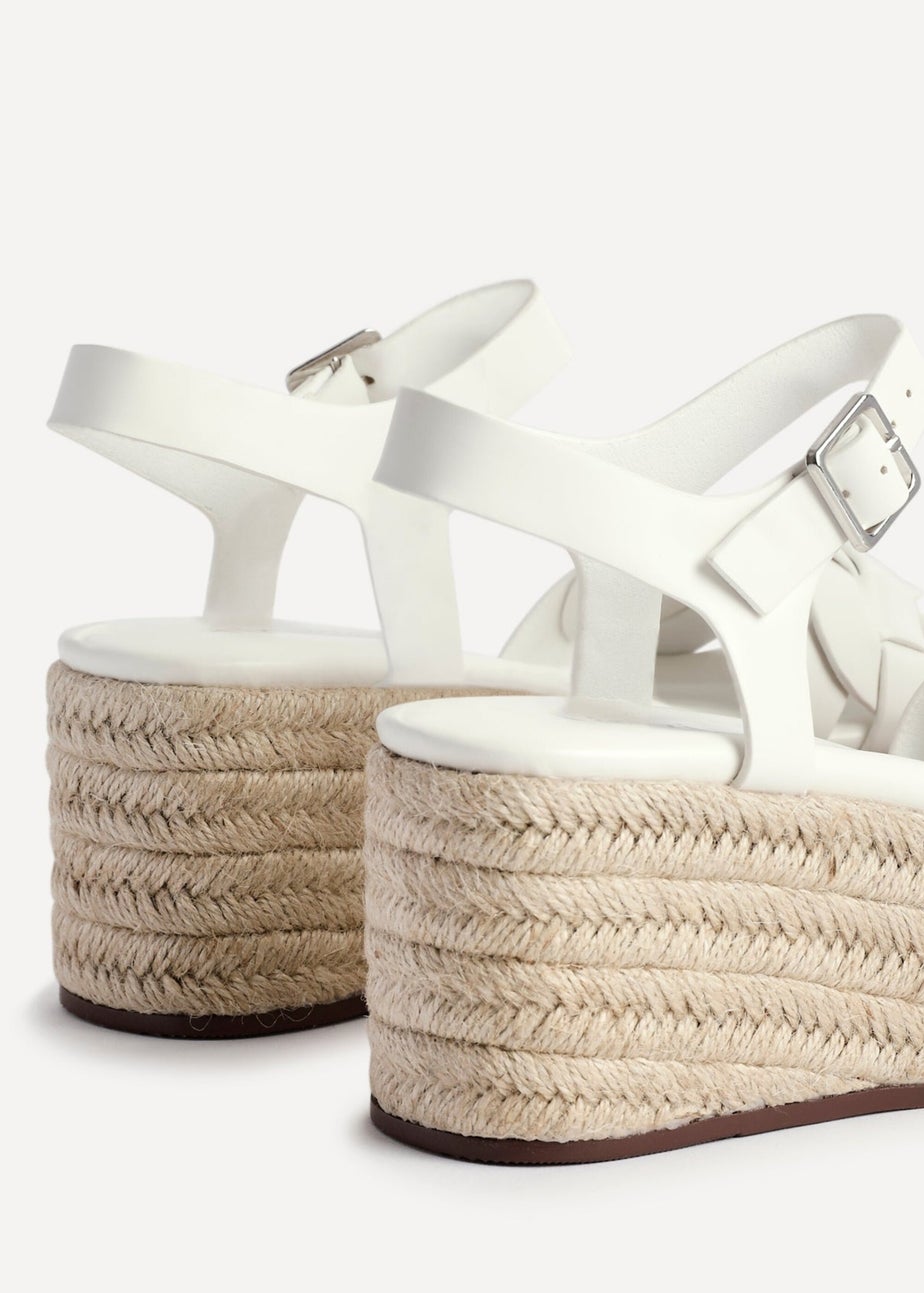 Linzi Grazia White Faux Leather Plaited Platform Wedge