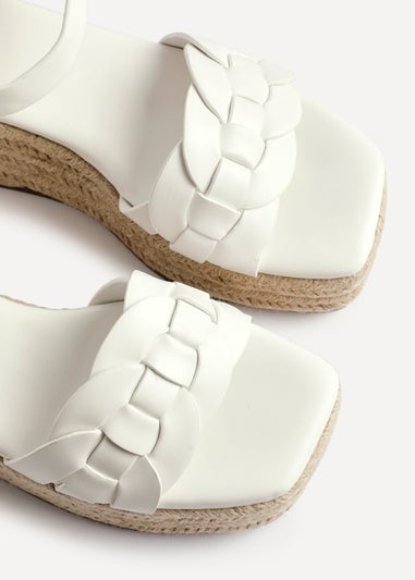Linzi Grazia White Faux Leather Plaited Platform Wedge