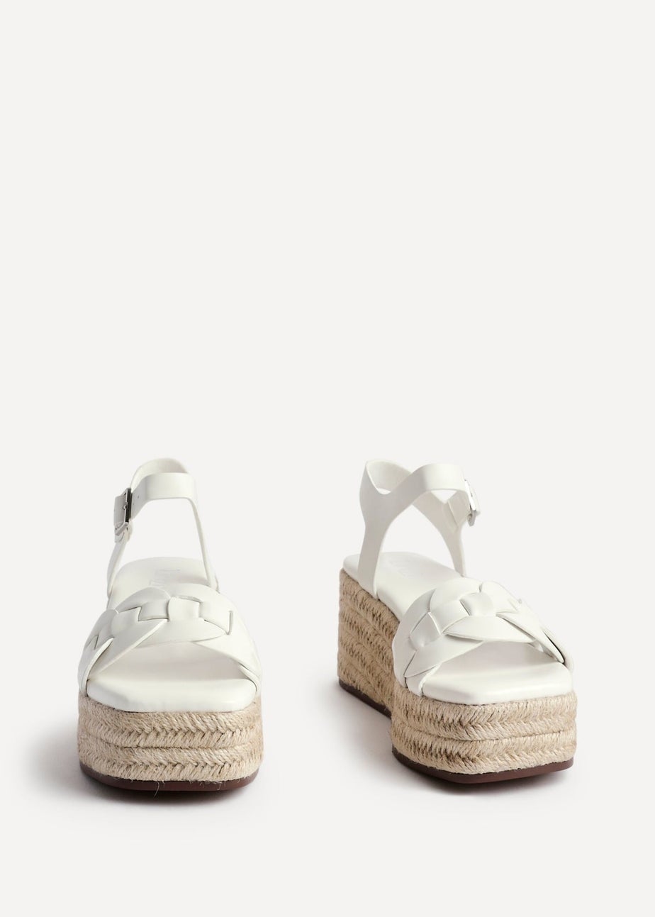 Linzi Grazia White Faux Leather Plaited Platform Wedge
