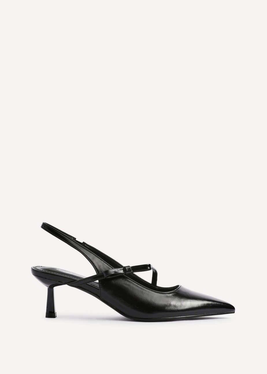 Linzi Timeless Black Faux Leather Court Heel