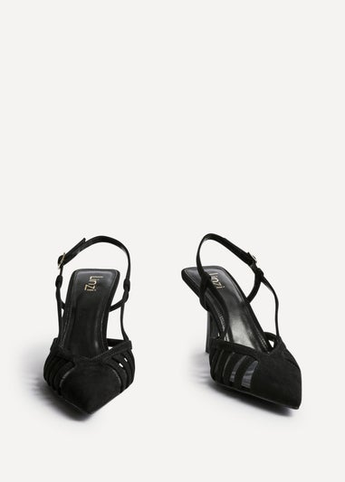Linzi Alias Black Faux Suede Cut Out Slingback Court Heels