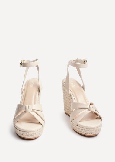 Linzi Goddess Sand Faux Leather Espadrille Wedge