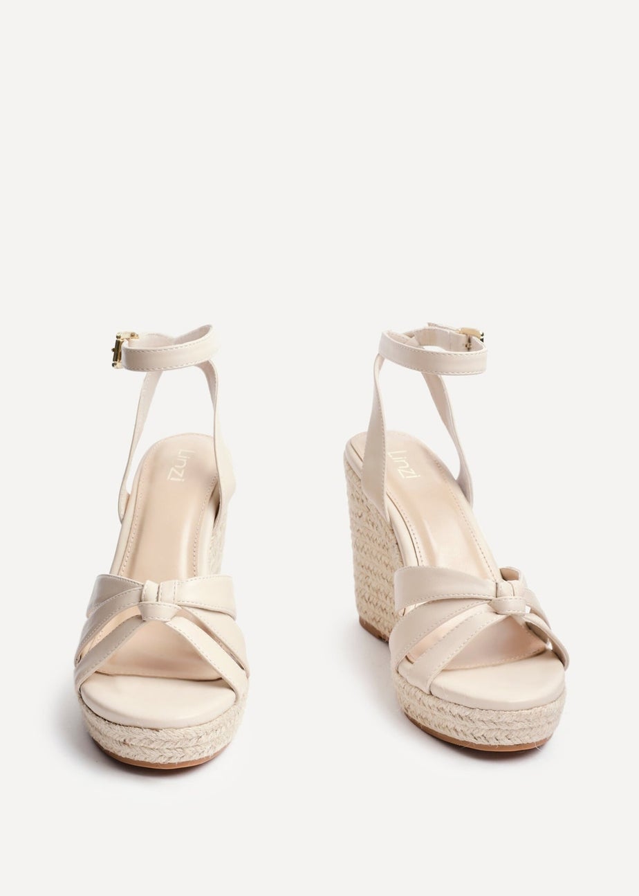 Linzi Goddess Sand Faux Leather Espadrille Wedge