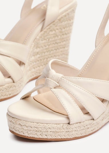 Linzi Goddess Sand Faux Leather Espadrille Wedge