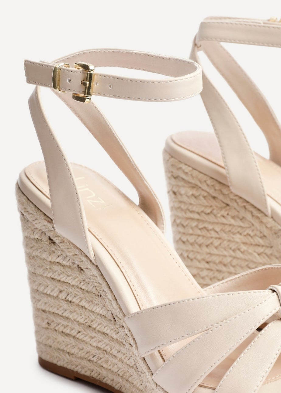 Linzi Goddess Sand Faux Leather Espadrille Wedge
