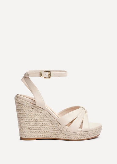 Linzi Goddess Sand Faux Leather Espadrille Wedge