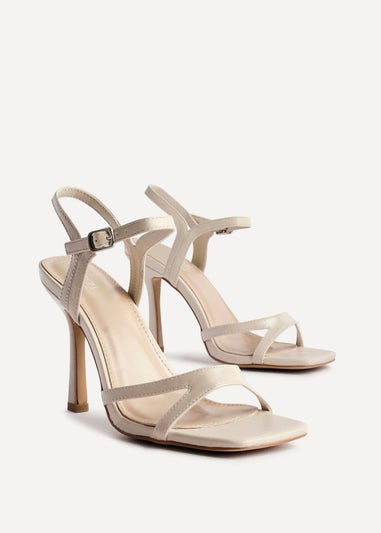 Linzi Empress Sand Faux Leather Stiletto Heeled Sandals