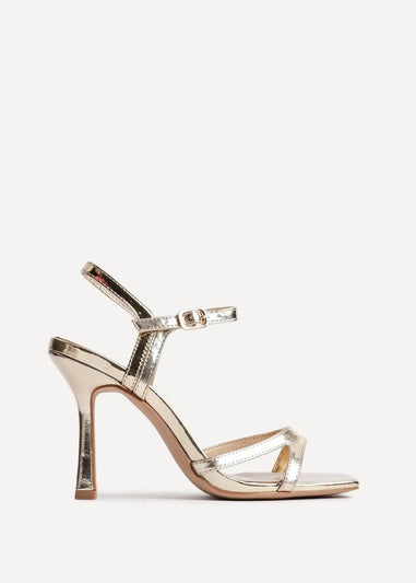 Linzi Empress Gold Faux Leather Stiletto Heeled Sandal