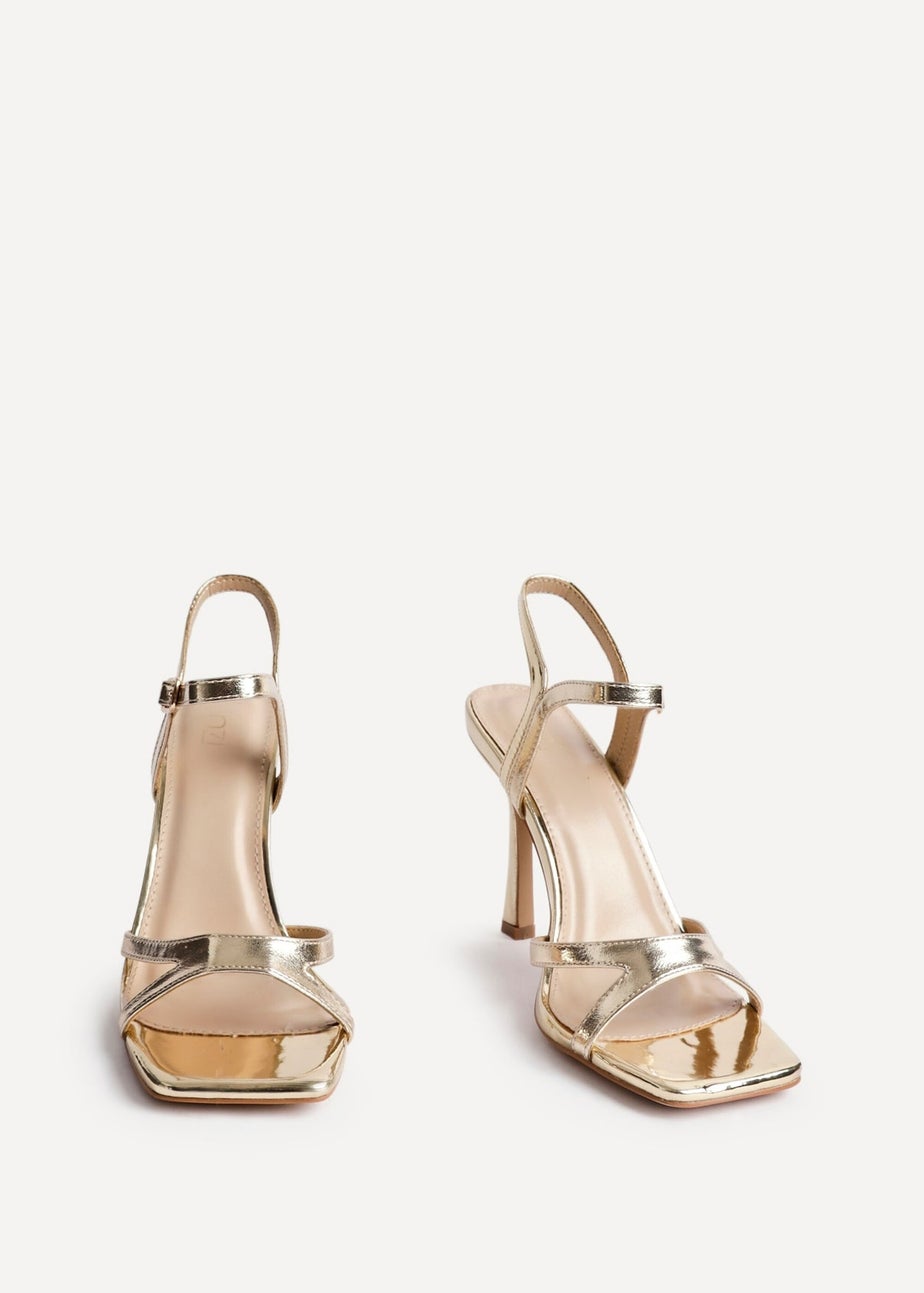 Linzi Empress Gold Faux Leather Stiletto Heeled Sandal