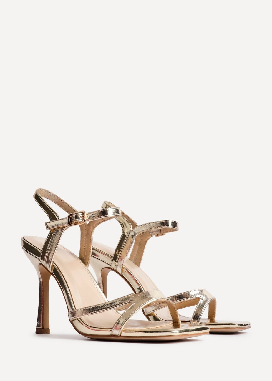 Linzi Empress Gold Faux Leather Stiletto Heeled Sandal