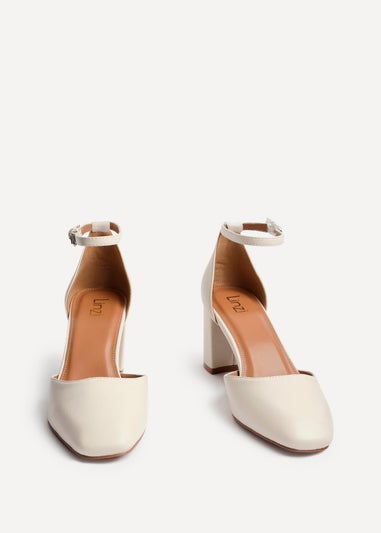 Linzi Sydney Sand Faux Leather Square Toe Court Heel