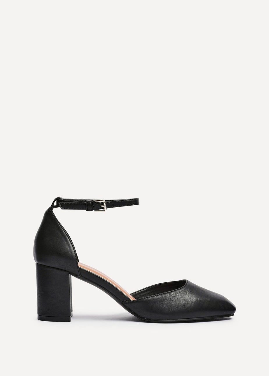 Linzi Sydney Black Square Toe Court Heels