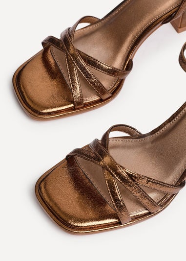 Linzi Faro Bronze Faux Leather Strappy Heeled Sandals