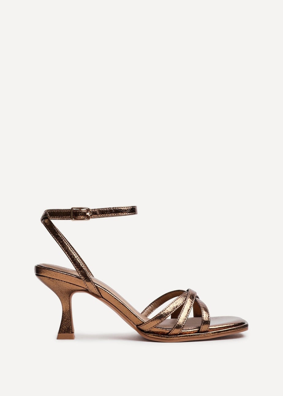 Linzi Faro Bronze Faux Leather Strappy Heeled Sandals