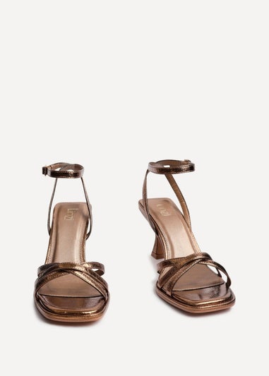 Linzi Faro Bronze Faux Leather Strappy Heeled Sandals