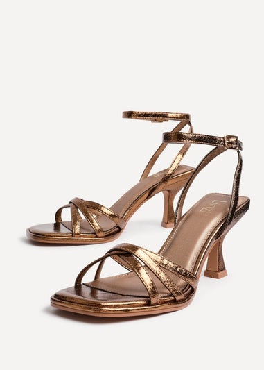Linzi Faro Bronze Faux Leather Strappy Heeled Sandals