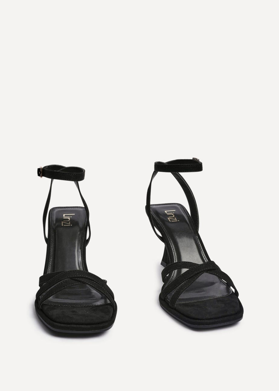 Linzi Faro Black Faux Suede Strappy Heeled Sandals