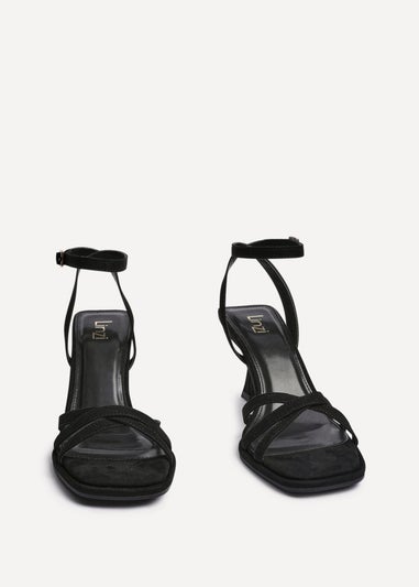 Linzi Faro Black Faux Suede Strappy Heeled Sandals