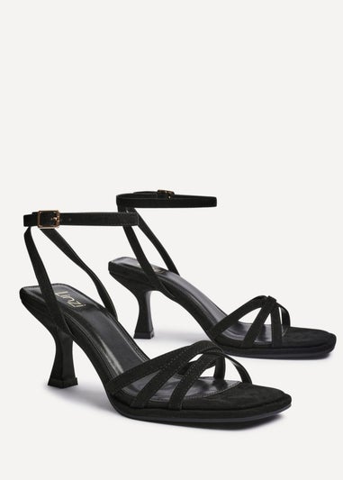 Linzi Faro Black Faux Suede Strappy Heeled Sandals
