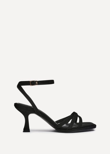 Linzi Faro Black Faux Suede Strappy Heeled Sandals