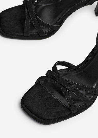 Linzi Faro Black Faux Suede Strappy Heeled Sandals