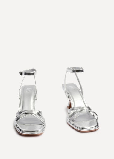 Linzi Faro Silver Faux Leather Strappy Heeled Sandals