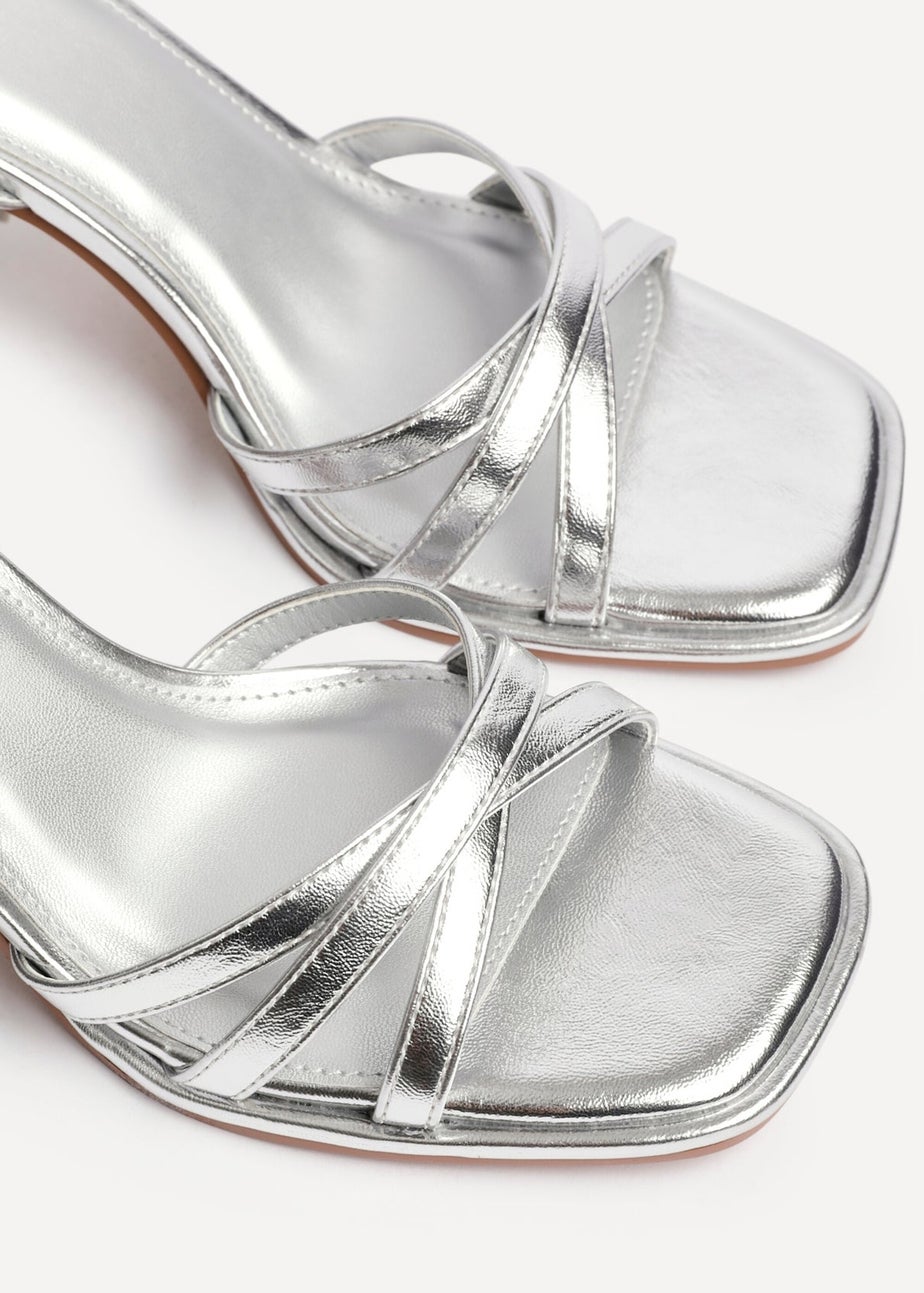 Linzi Faro Silver Faux Leather Strappy Heeled Sandals