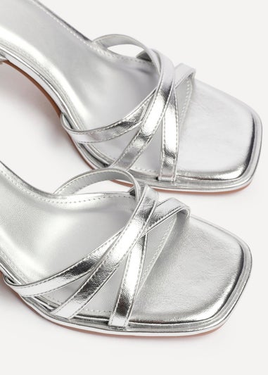 Linzi Faro Silver Faux Leather Strappy Heeled Sandals