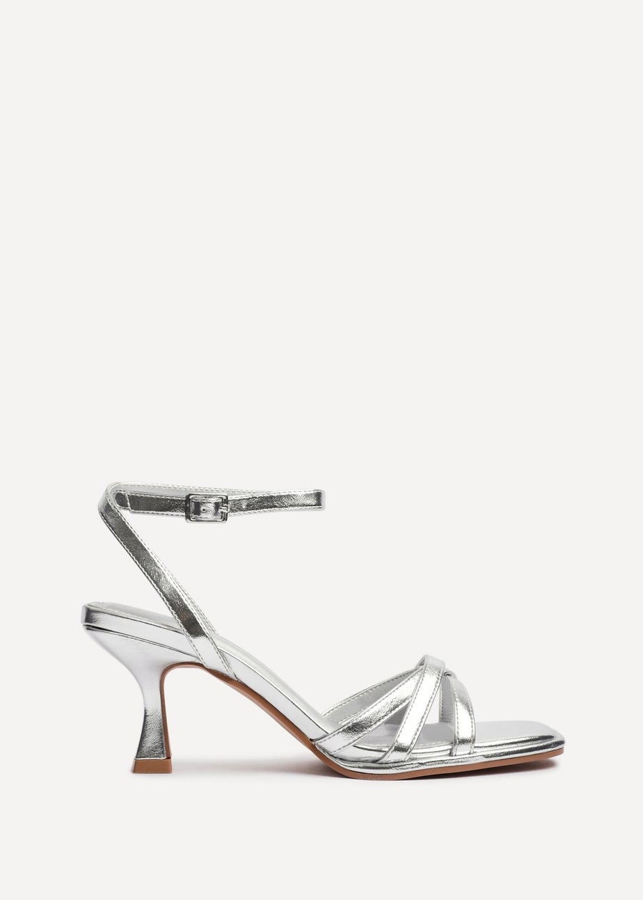 Linzi Faro Silver Faux Leather Strappy Heeled Sandals