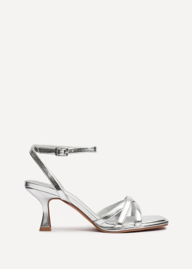 Linzi Faro Silver Faux Leather Strappy Heeled Sandals