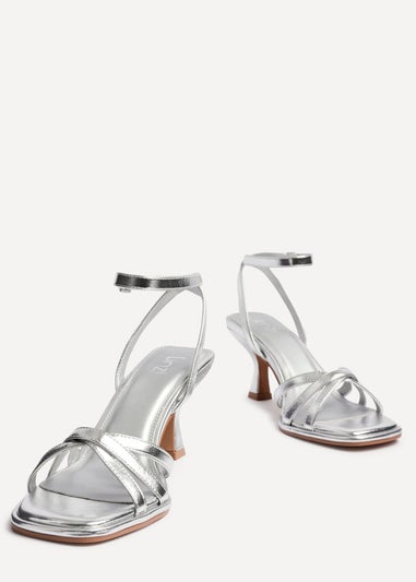 Linzi Faro Silver Faux Leather Strappy Heeled Sandals