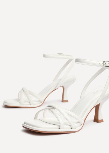Linzi Faro White Faux Leather Strappy Heeled Sandals