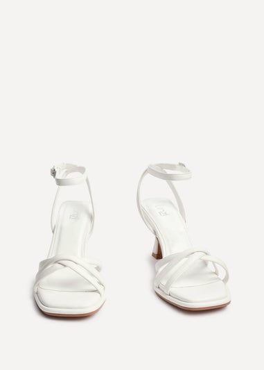 Linzi Faro White Faux Leather Strappy Heeled Sandals