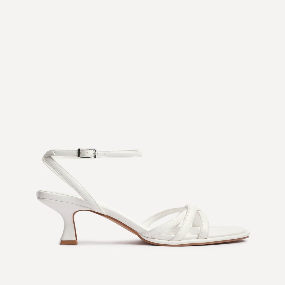 Linzi Faro White Faux Leather Strappy Heeled Sandals