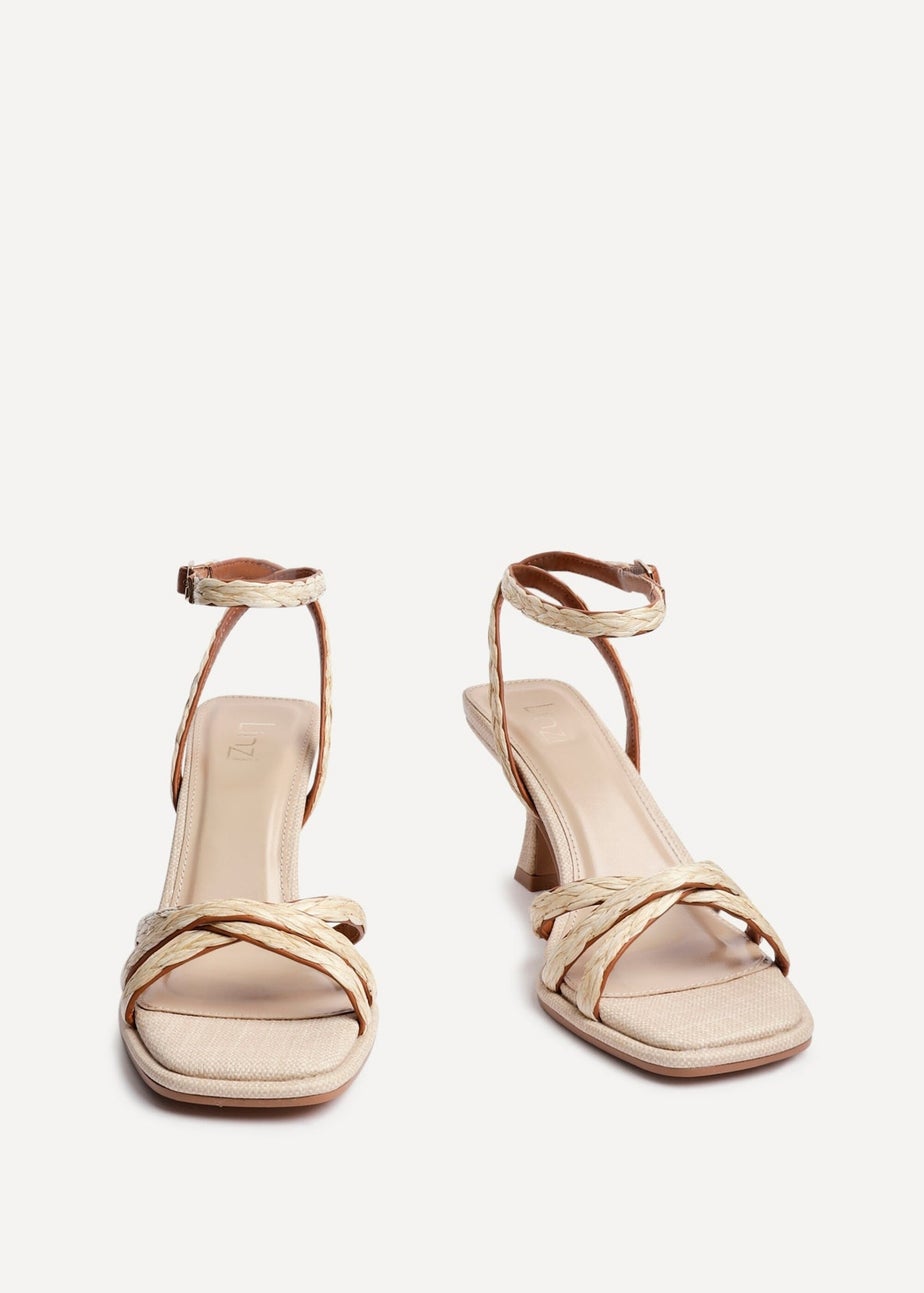 Linzi Faro Natural Raffia Strappy Heeled Sandals