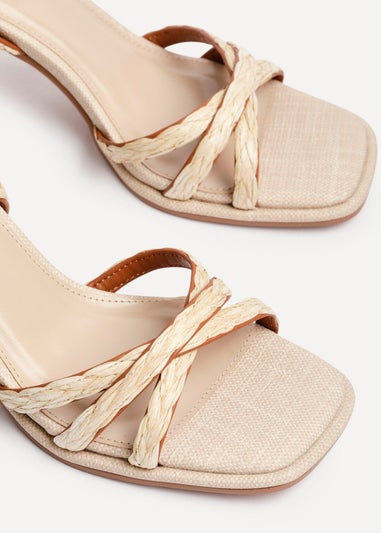 Linzi Faro Natural Raffia Strappy Heeled Sandals